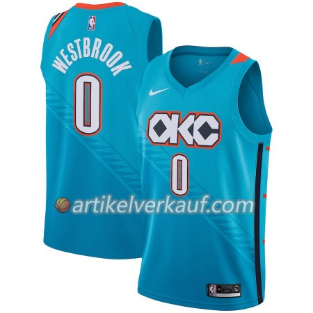 NBA Oklahoma City Thunder Trikot Russell Westbrook 0 2018-19 Nike City Edition Blau Swingman - Herren